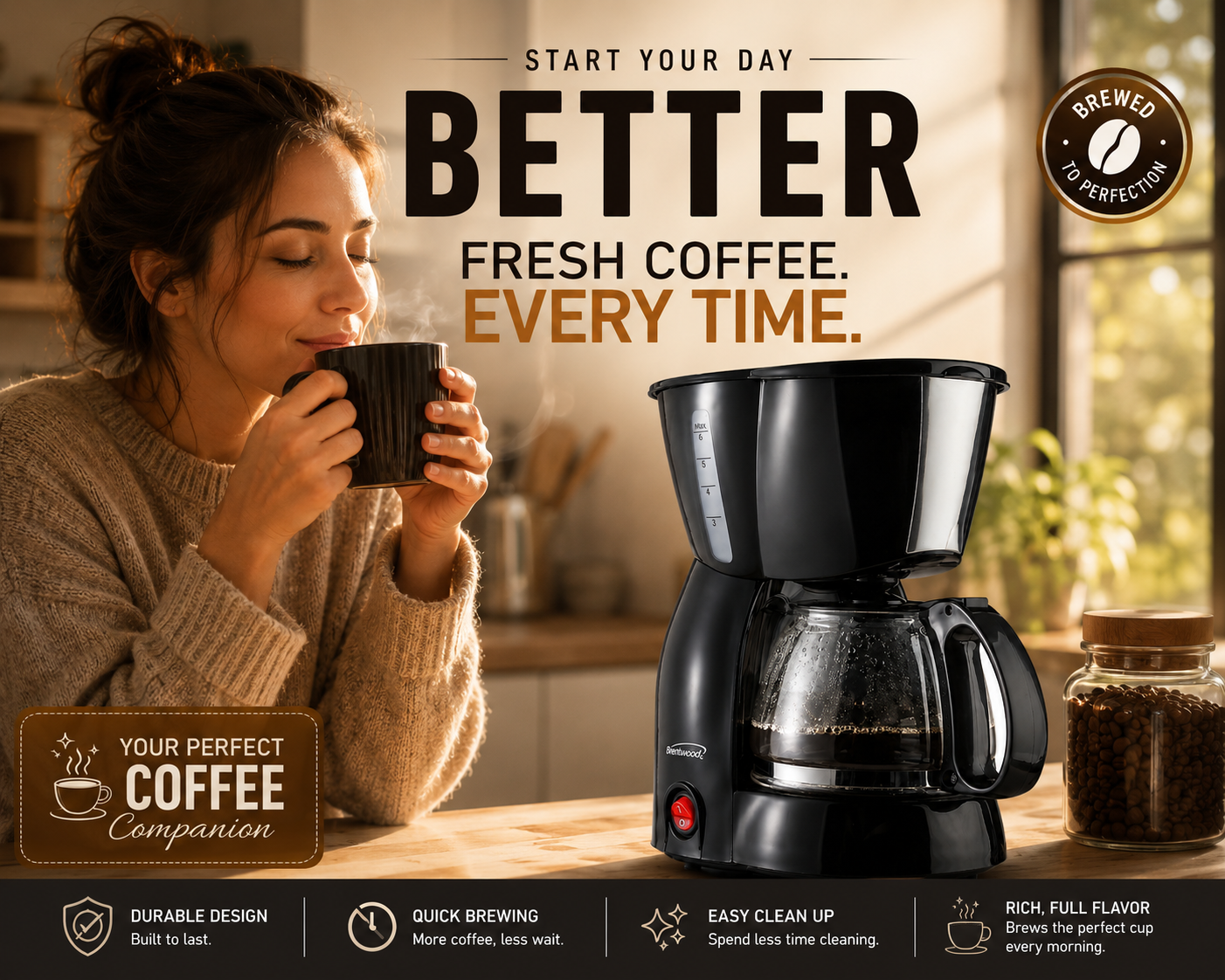 Brentwood 4 Cup Coffee Maker - Black