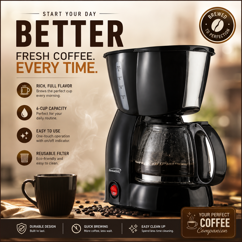 Brentwood 4 Cup Coffee Maker - Black