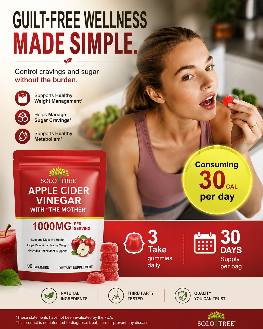 NIFEISHI Apple Cider Vinegar Gummies, (1000mg)